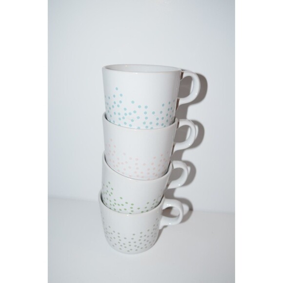Ikea Polka Dot Coffee Mugs 7 oz Light Green Pink Blue Maria Vinka  4pc set 10866 - Picture 2 of 10